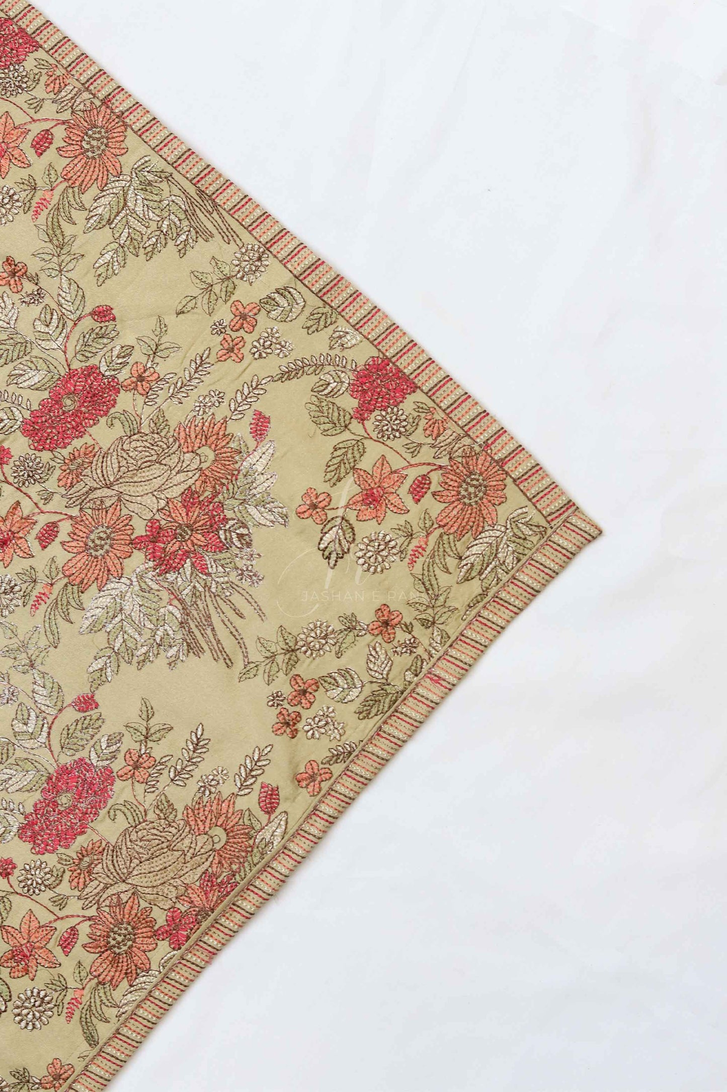 Fully Embroidered Karandi Beige Winter Shawl