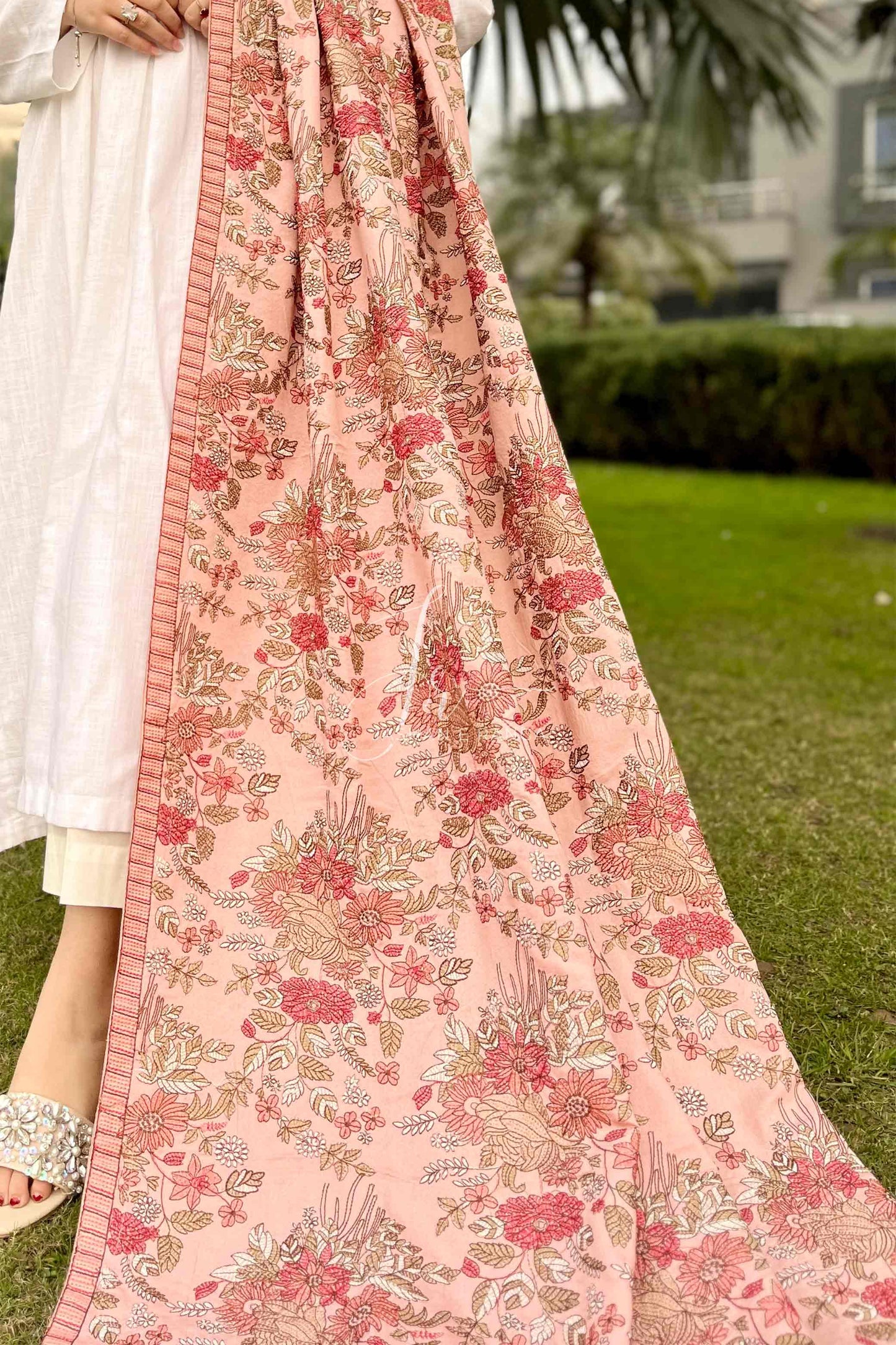 Timeless Winter's Full Embroidered Karandi Shawl