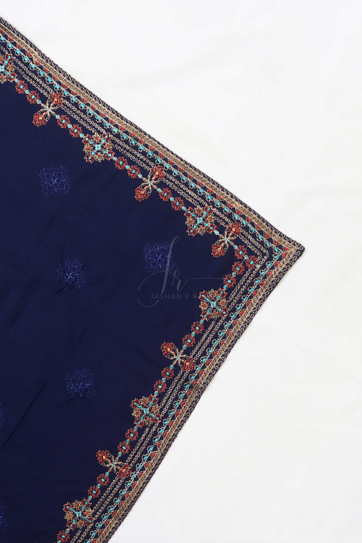 Exquisite Embroidered Blue Karandi Shawl