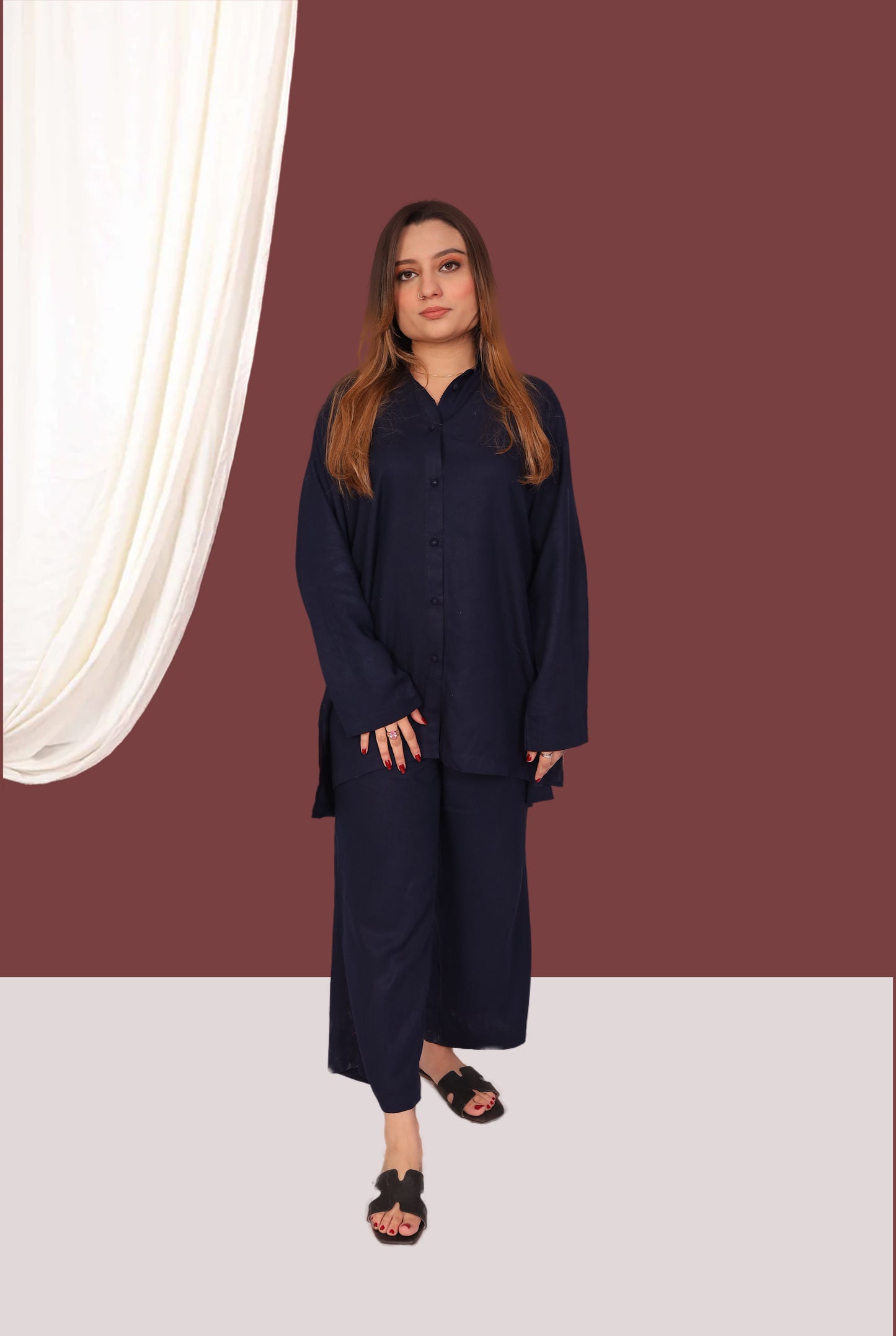 Dark Blue Karandi (2- Piece Ready to Wear)