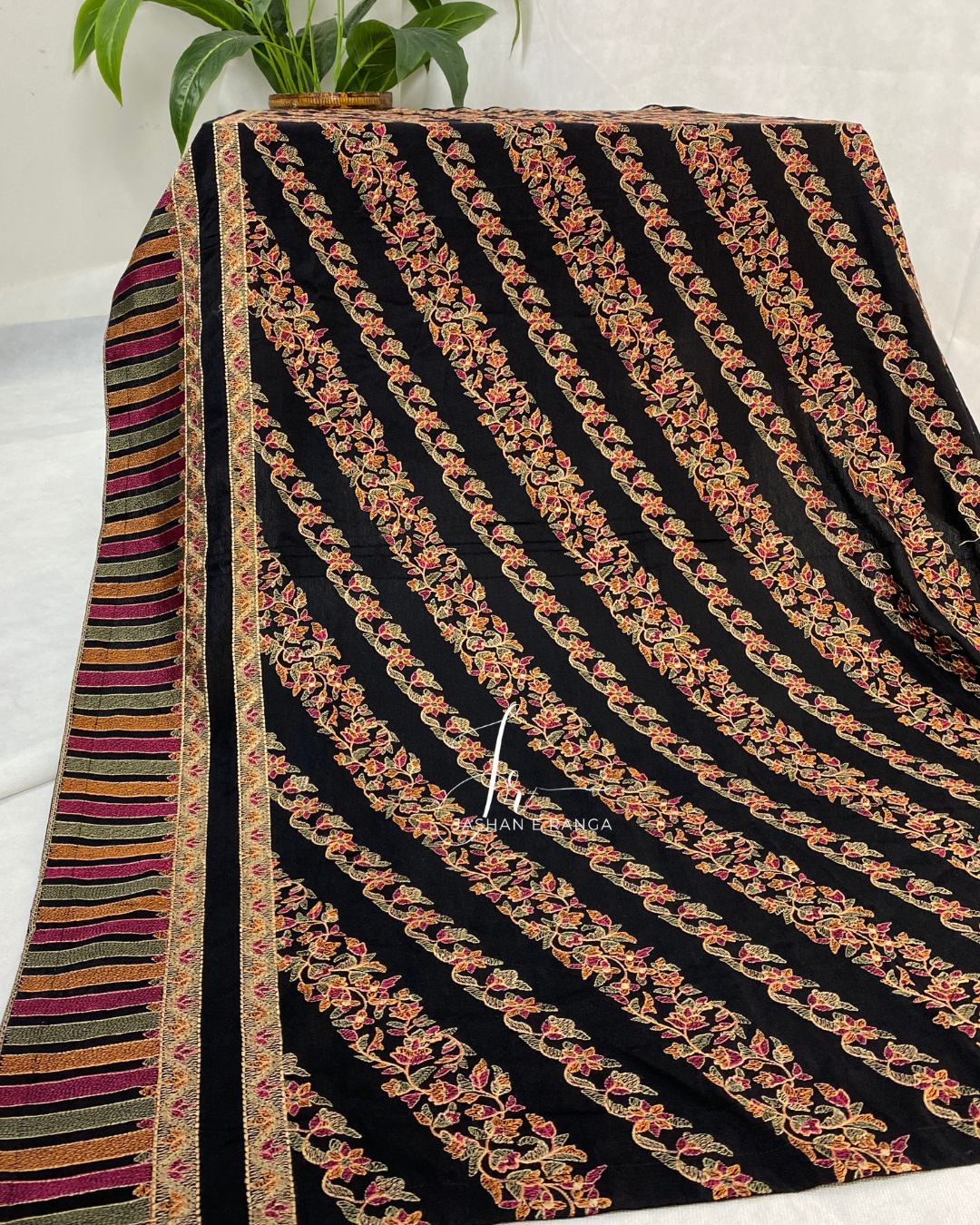 Full Embroidered Karandi Shawl Black