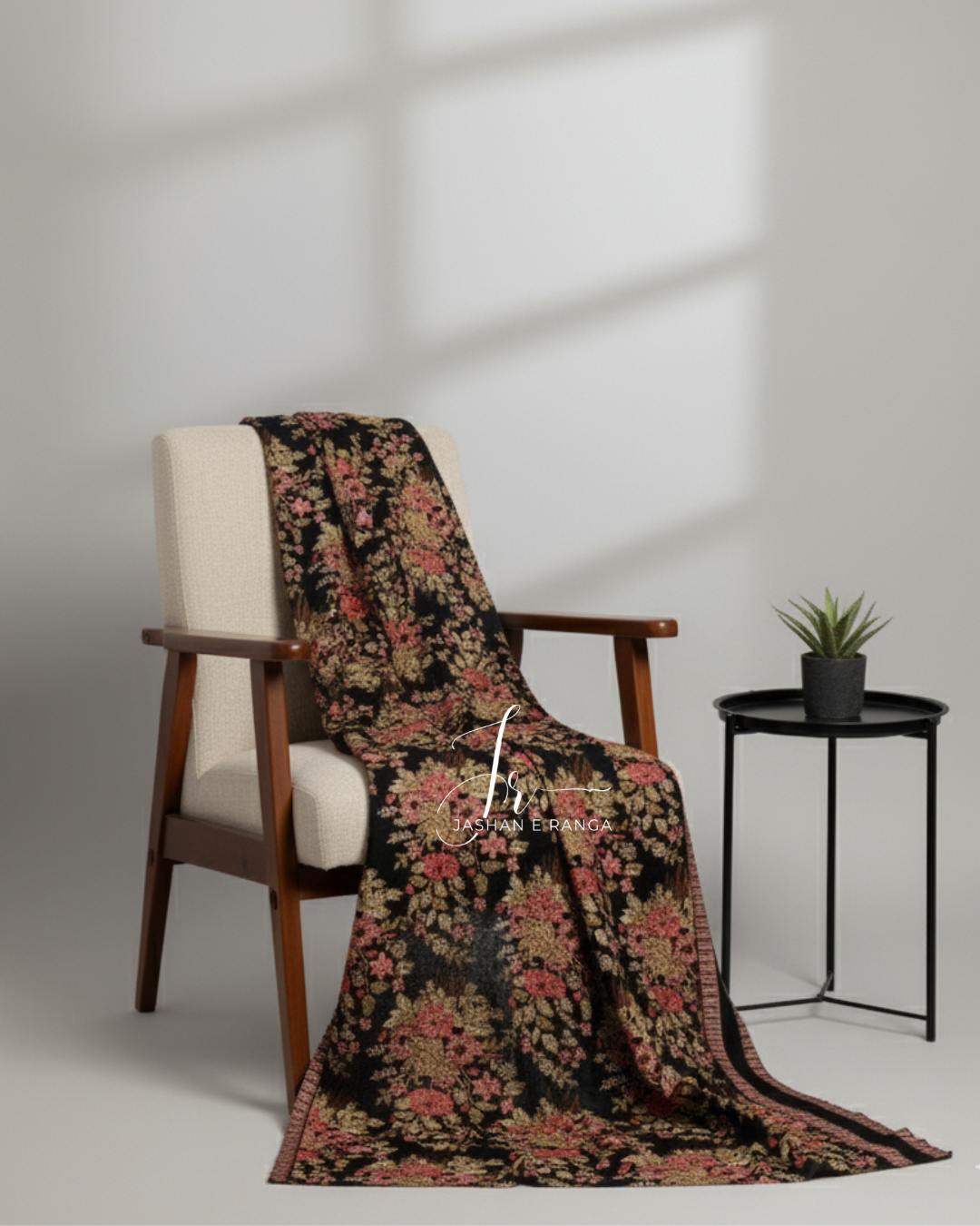 Full Embroidered Karandi Shawl Black