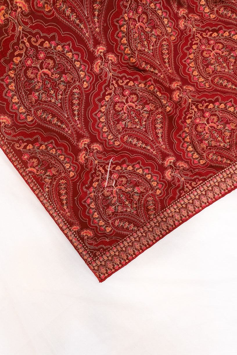 Maroon Full Embroidered Floral Karandi Shawl