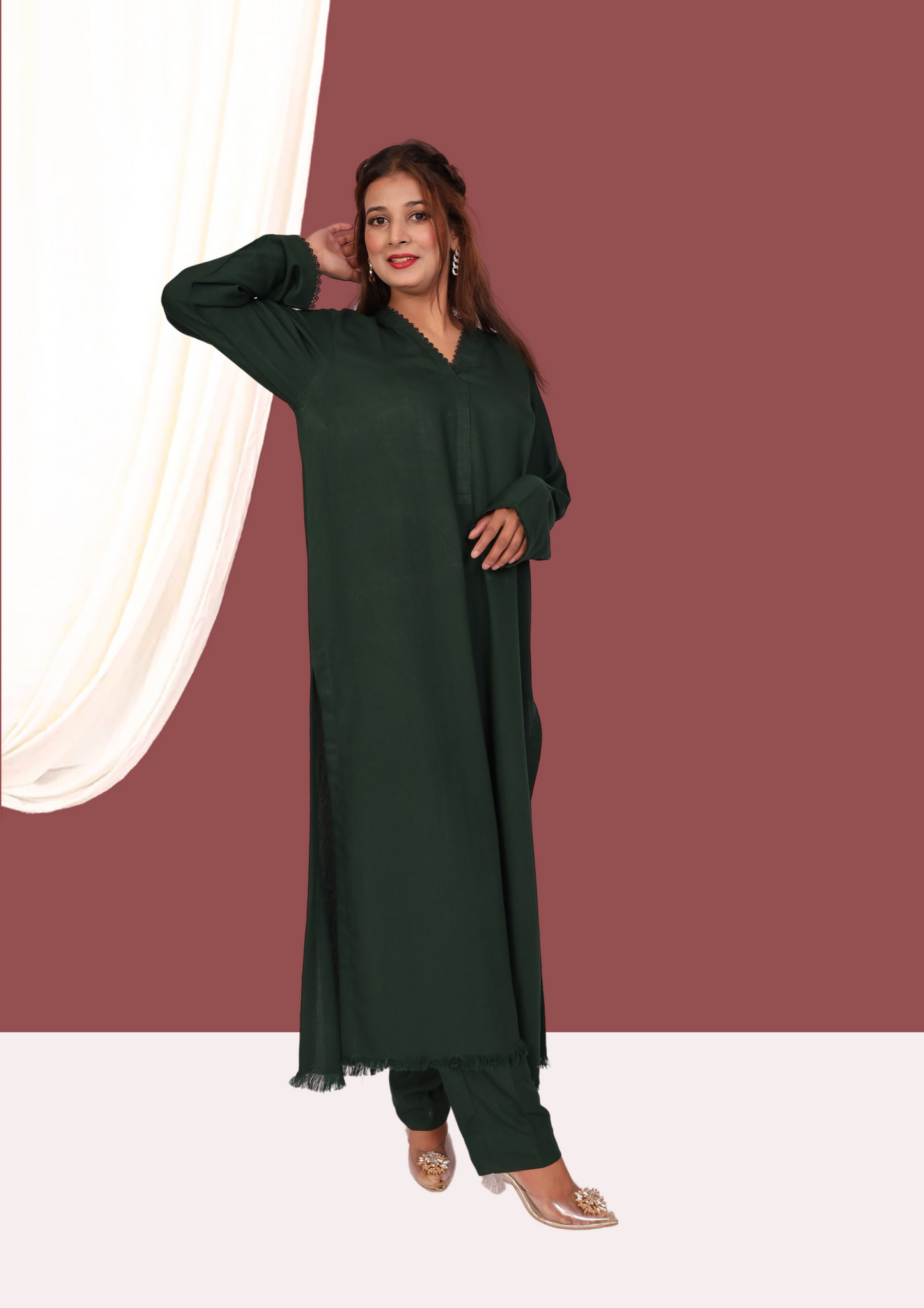 Green Karandi (2- Piece Ready to Wear)