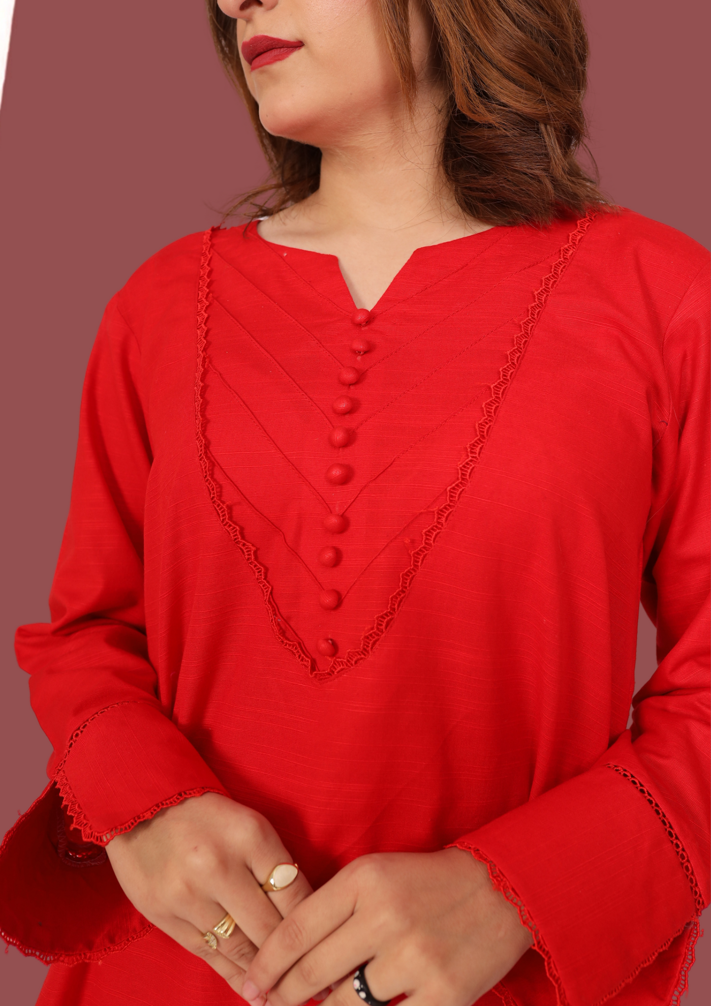 Red Khadar (2- Piece Ready to Wear)