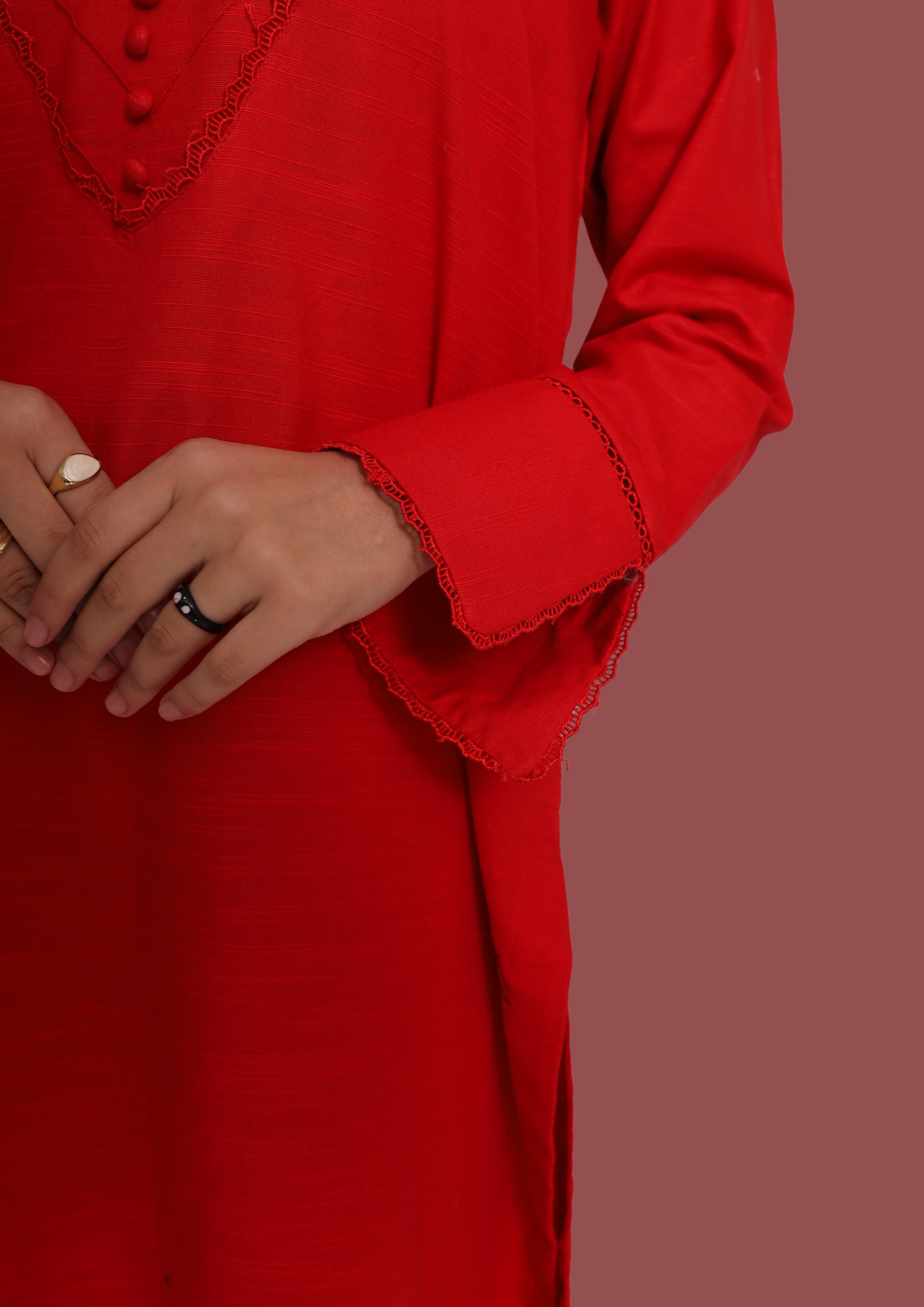 Red Khadar (2- Piece Ready to Wear)