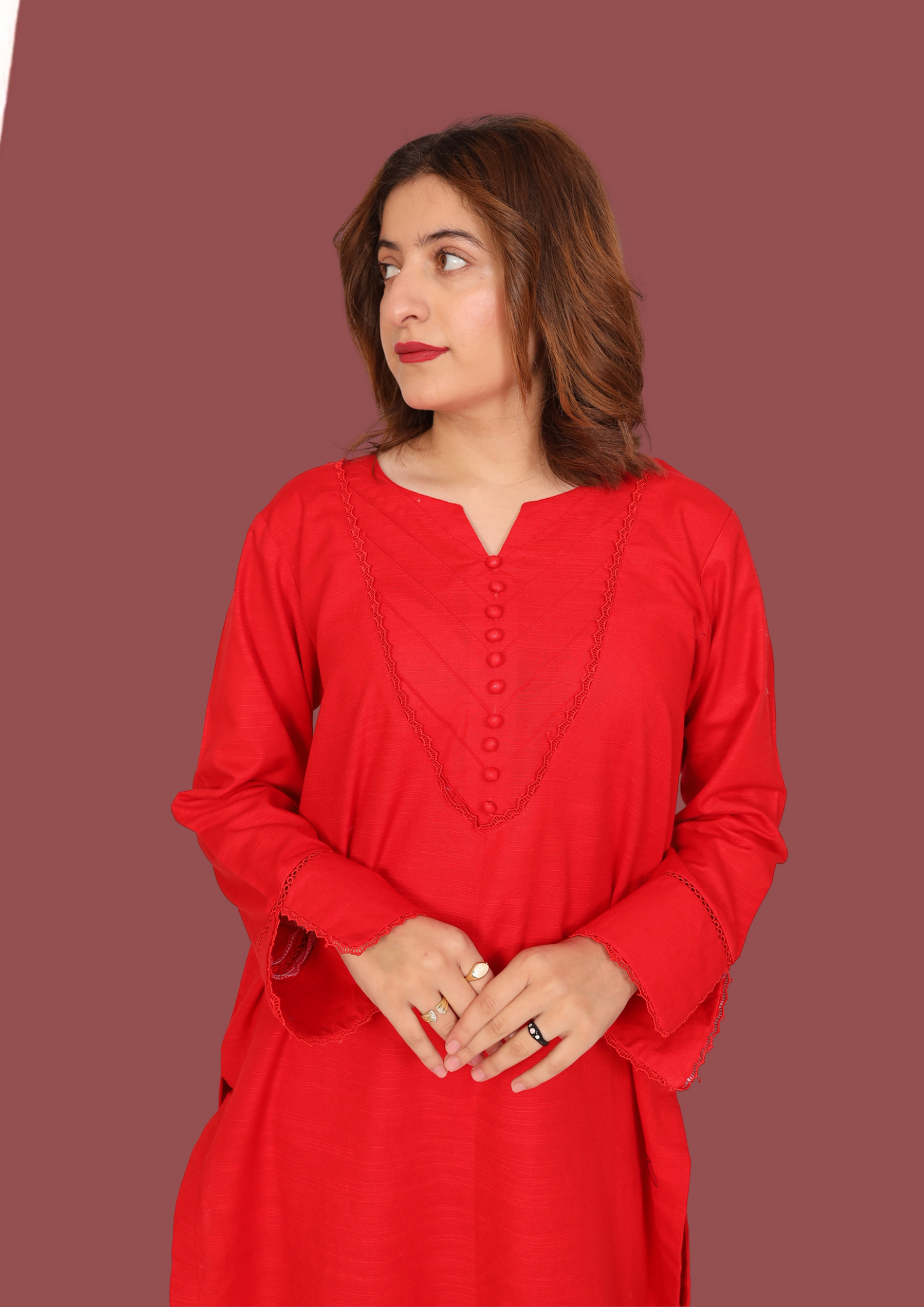 Red Khadar (2- Piece Ready to Wear)