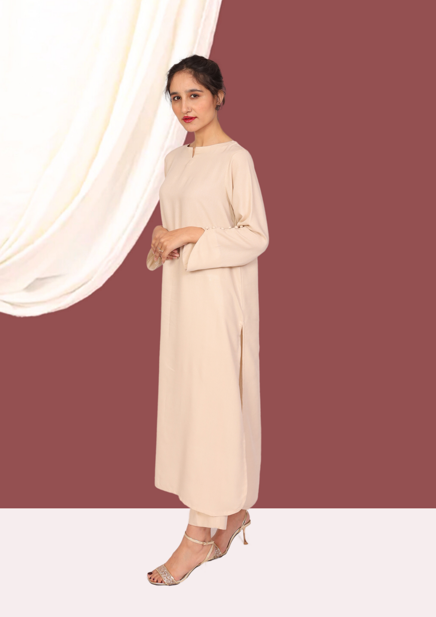 Beige Karandi (2- Piece Ready to Wear)