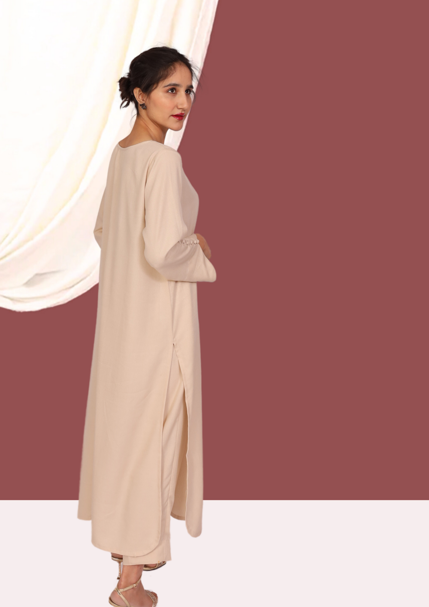 Beige Karandi (2- Piece Ready to Wear)