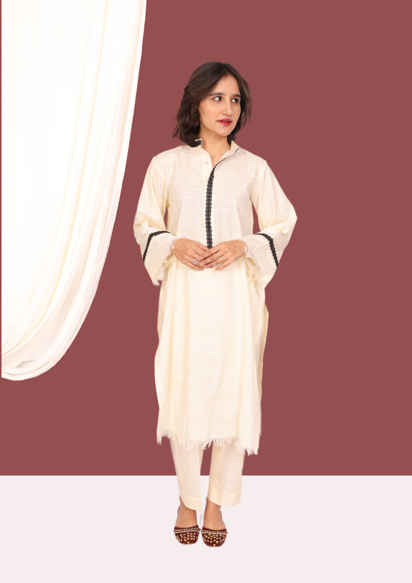White Khadar (2- Piece Ready to Wear)