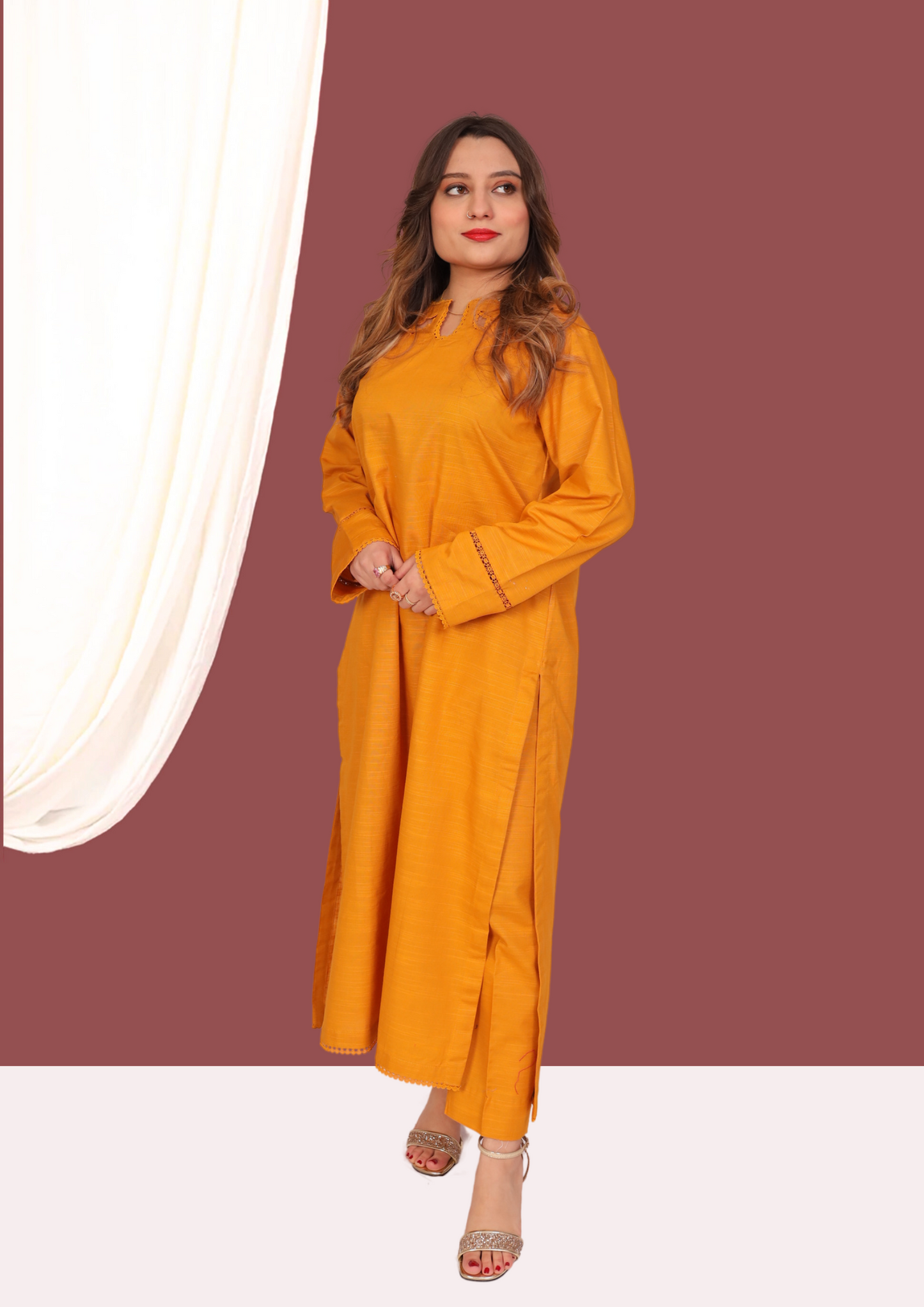 Mustard Khadar (2- Piece Ready to Wear)