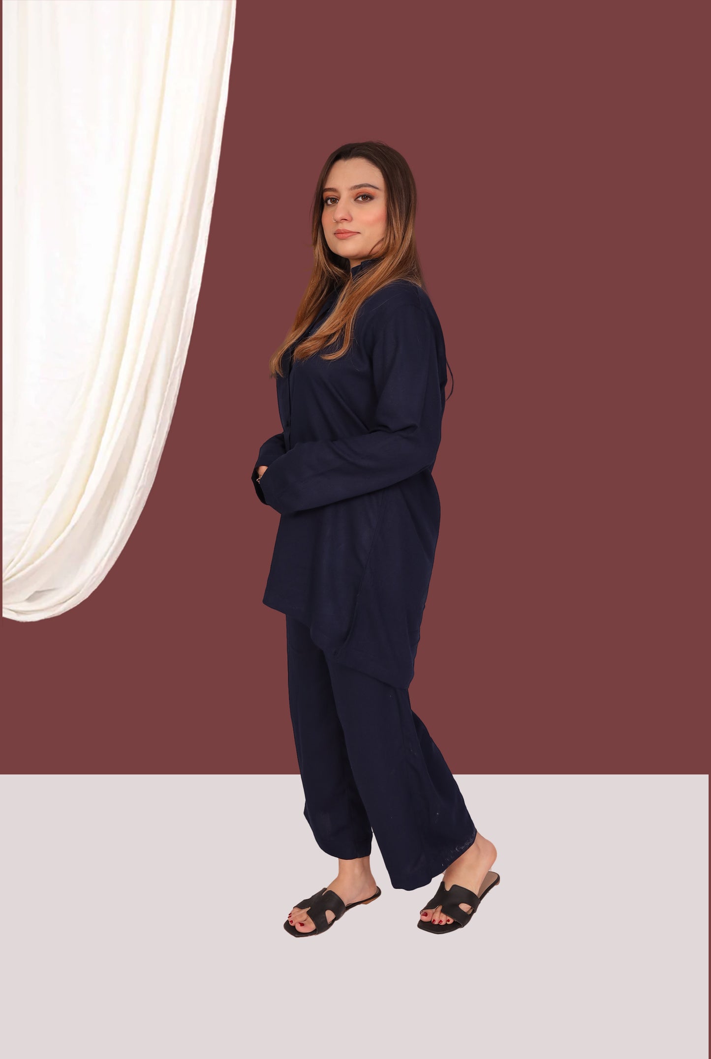 Dark Blue Karandi (2- Piece Ready to Wear)