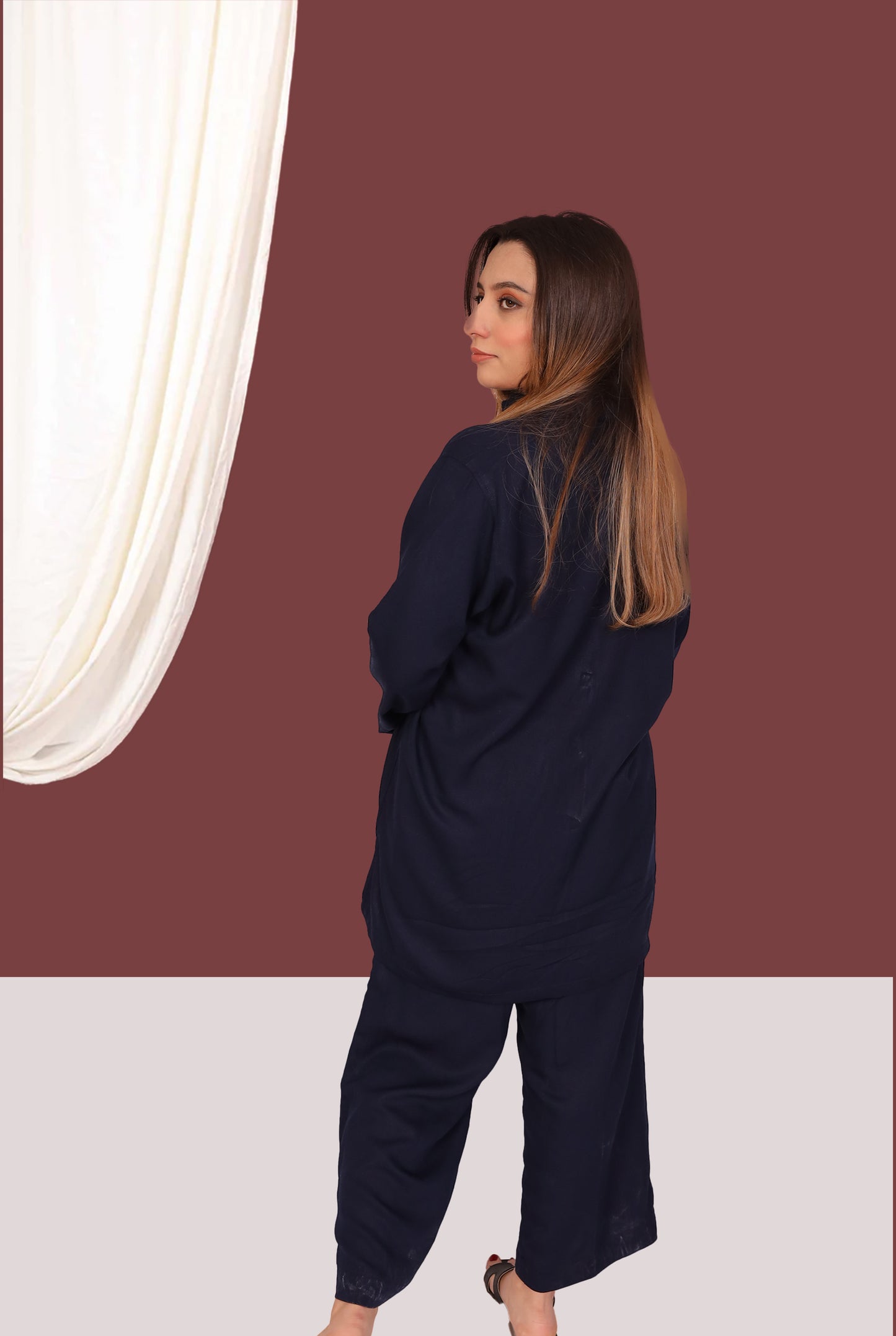 Dark Blue Karandi (2- Piece Ready to Wear)