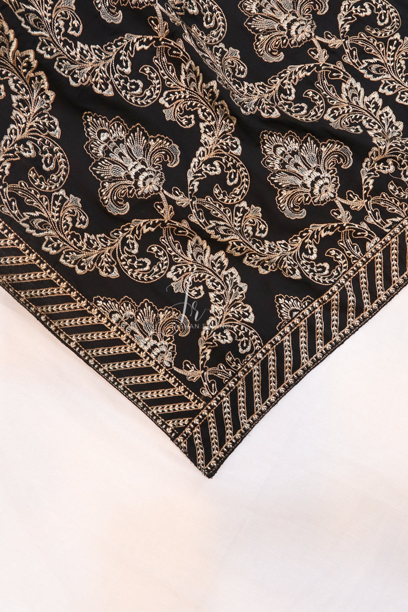 Black Full Embroidered Shawl