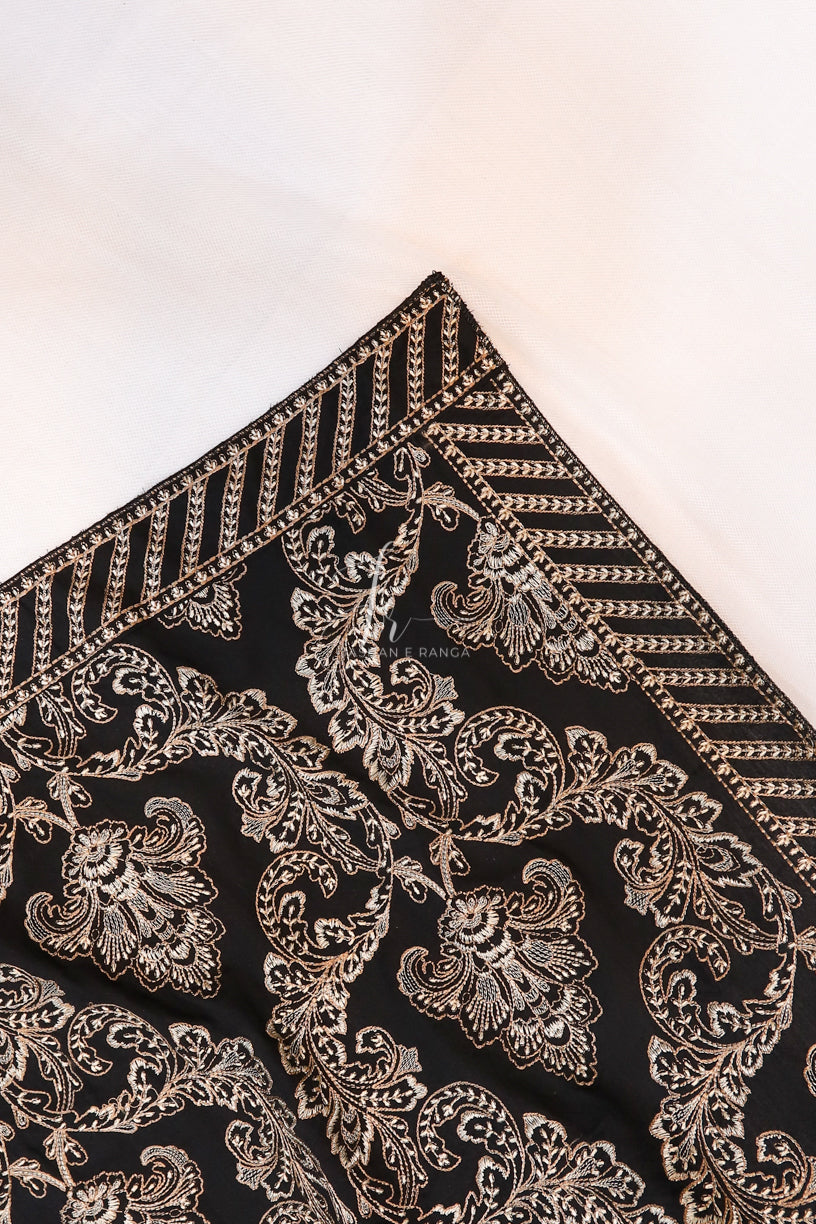Black Full Embroidered Shawl