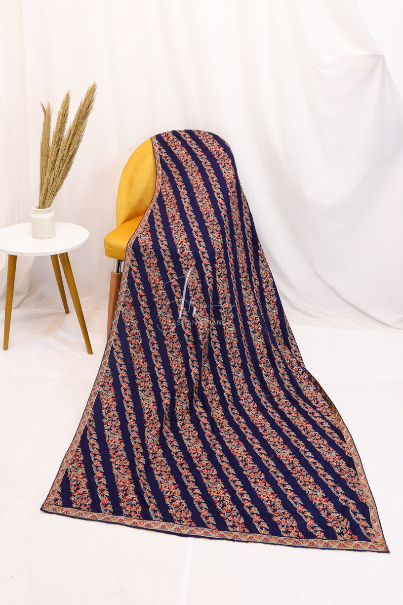 Full Embroidered Karandi Shawl Blue