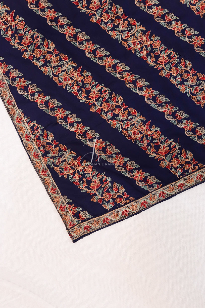 Full Embroidered Karandi Shawl Blue