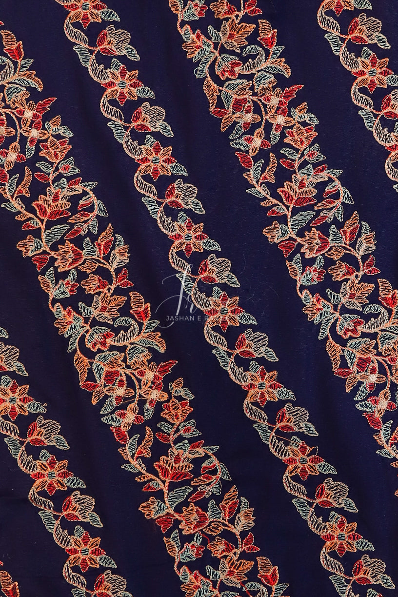 Full Embroidered Karandi Shawl Blue