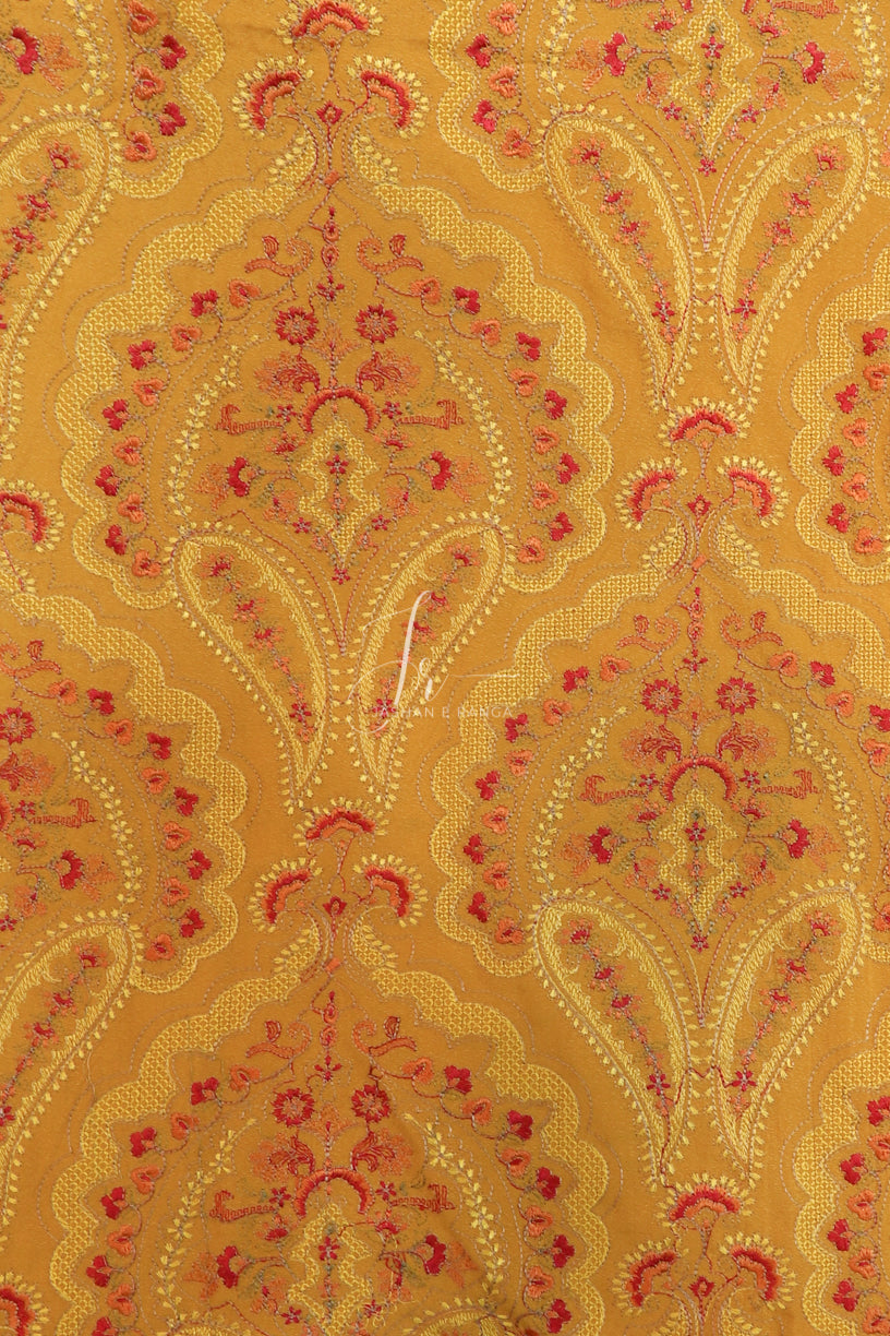 Karandi Full Embroidered Mustard shawl