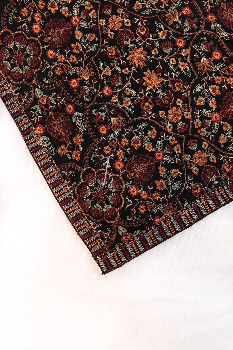 Full Embroidered Karandi Shawl Black