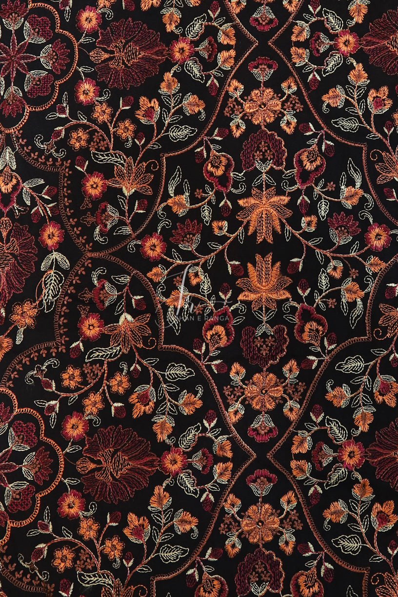 Full Embroidered Karandi Shawl Black