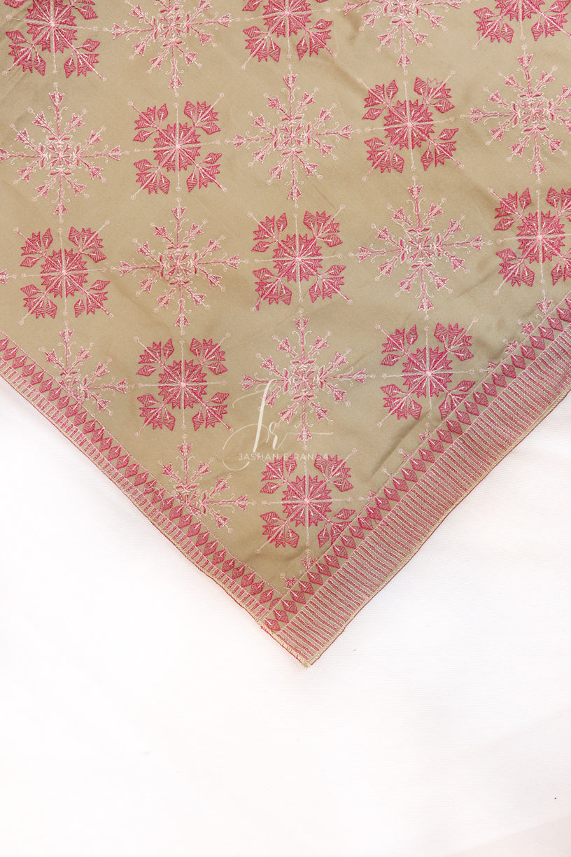 Full Embroidered Karandi Shawl Beige