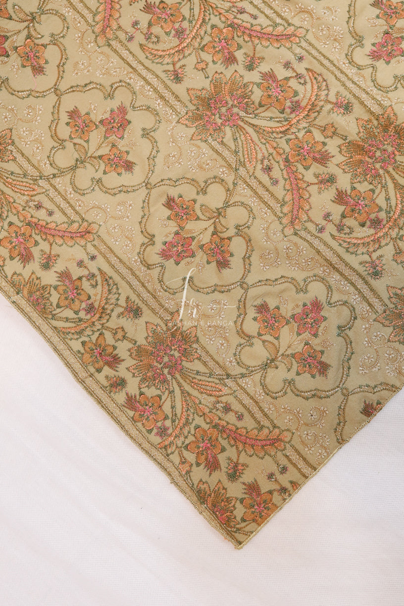 Full Border Embroidered Shawl Beige