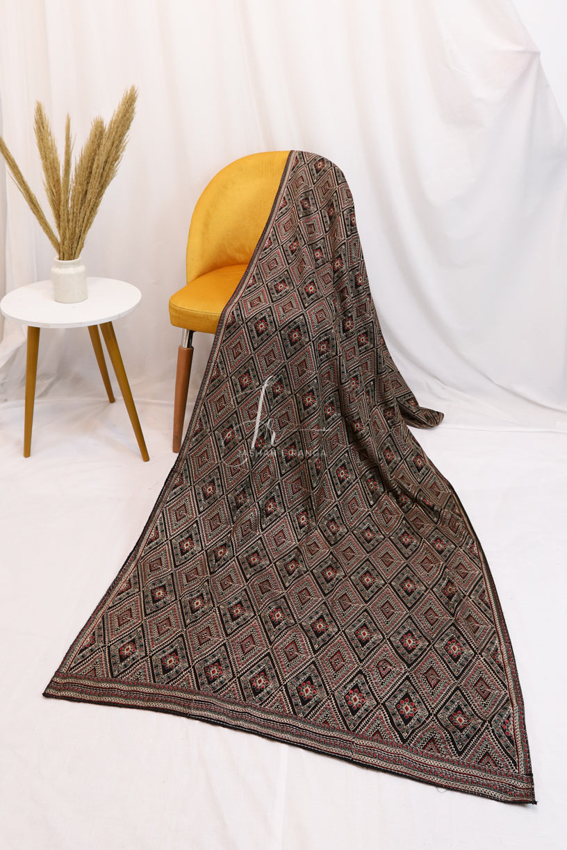 Black Full Border Embroidered Shawl