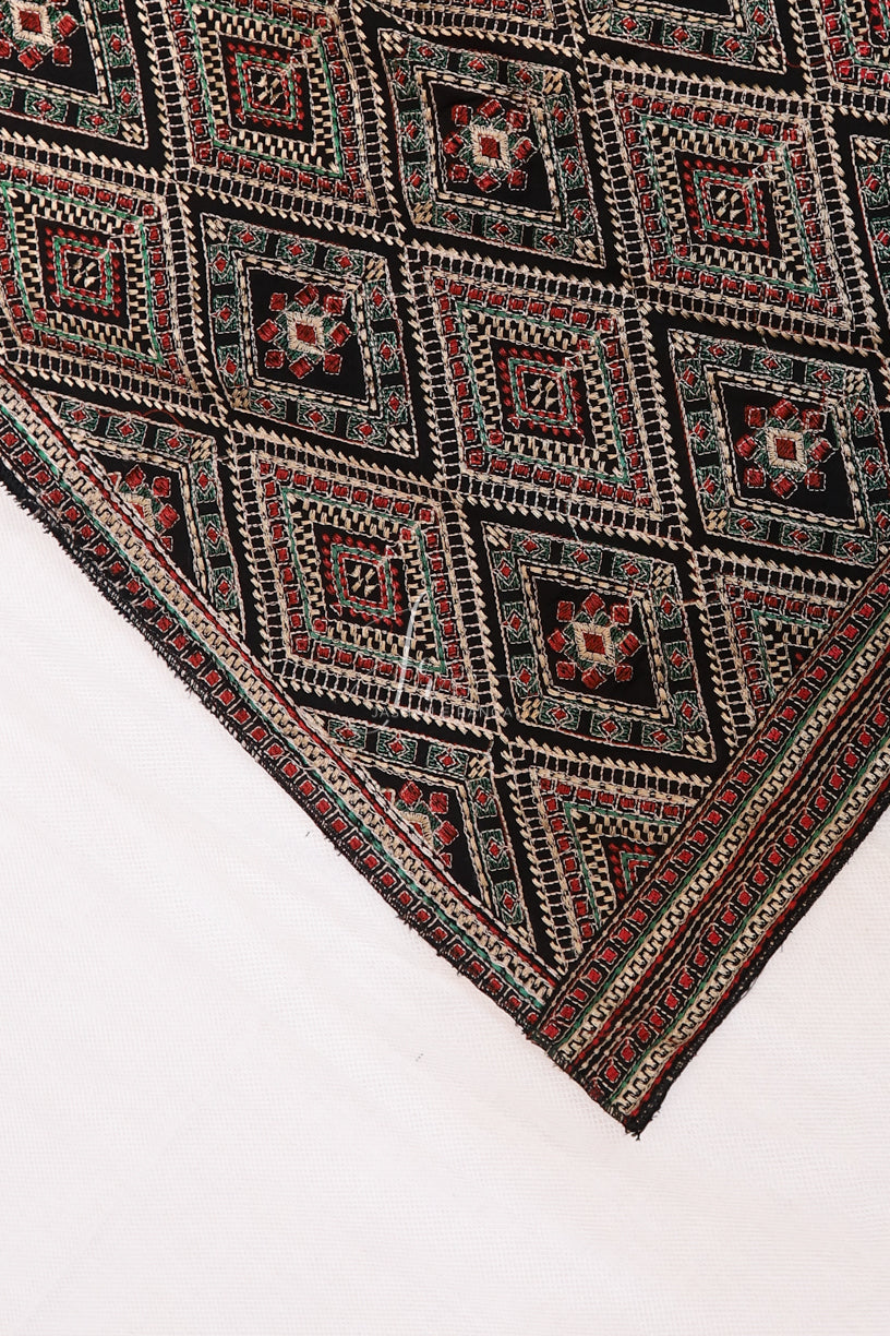 Black Full Border Embroidered Shawl