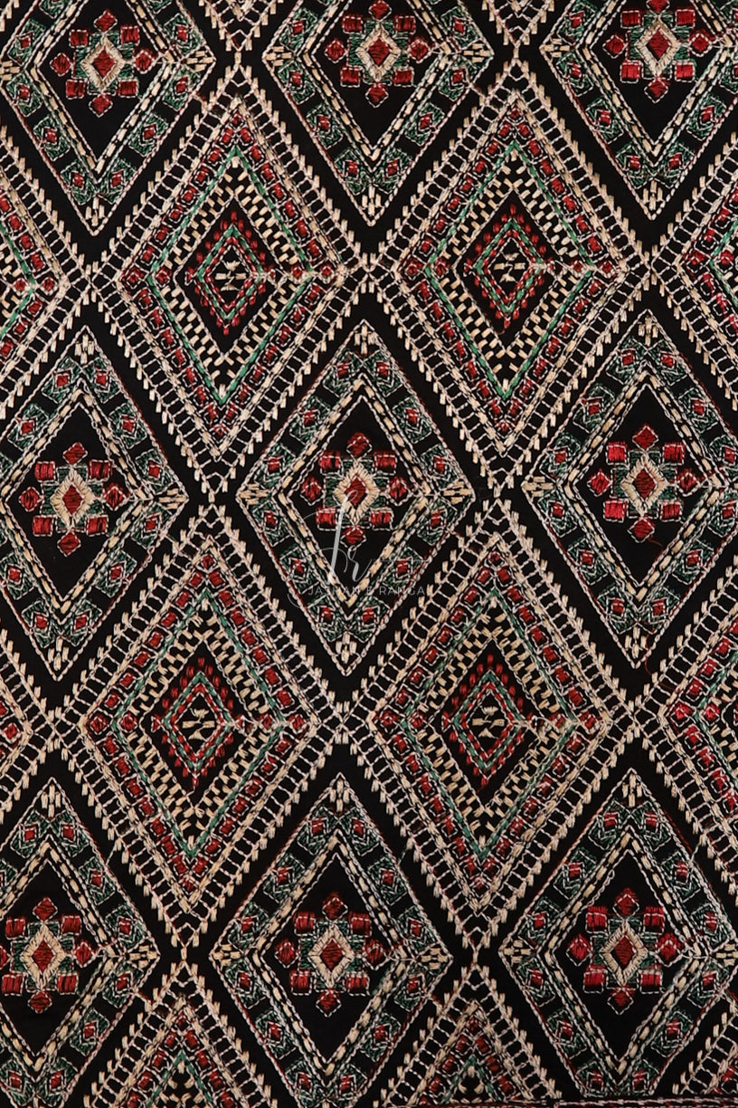 Black Full Border Embroidered Shawl