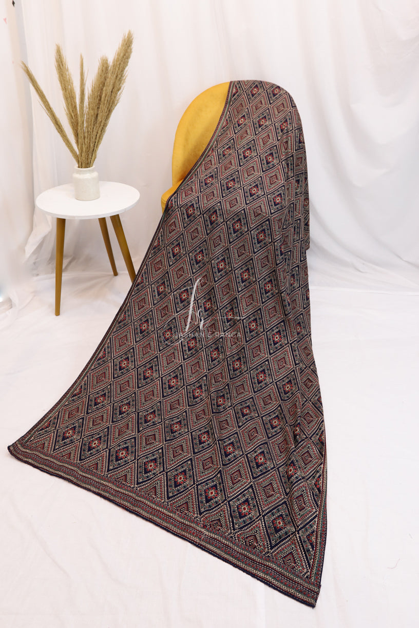 Full Embroidered Shawl Blue