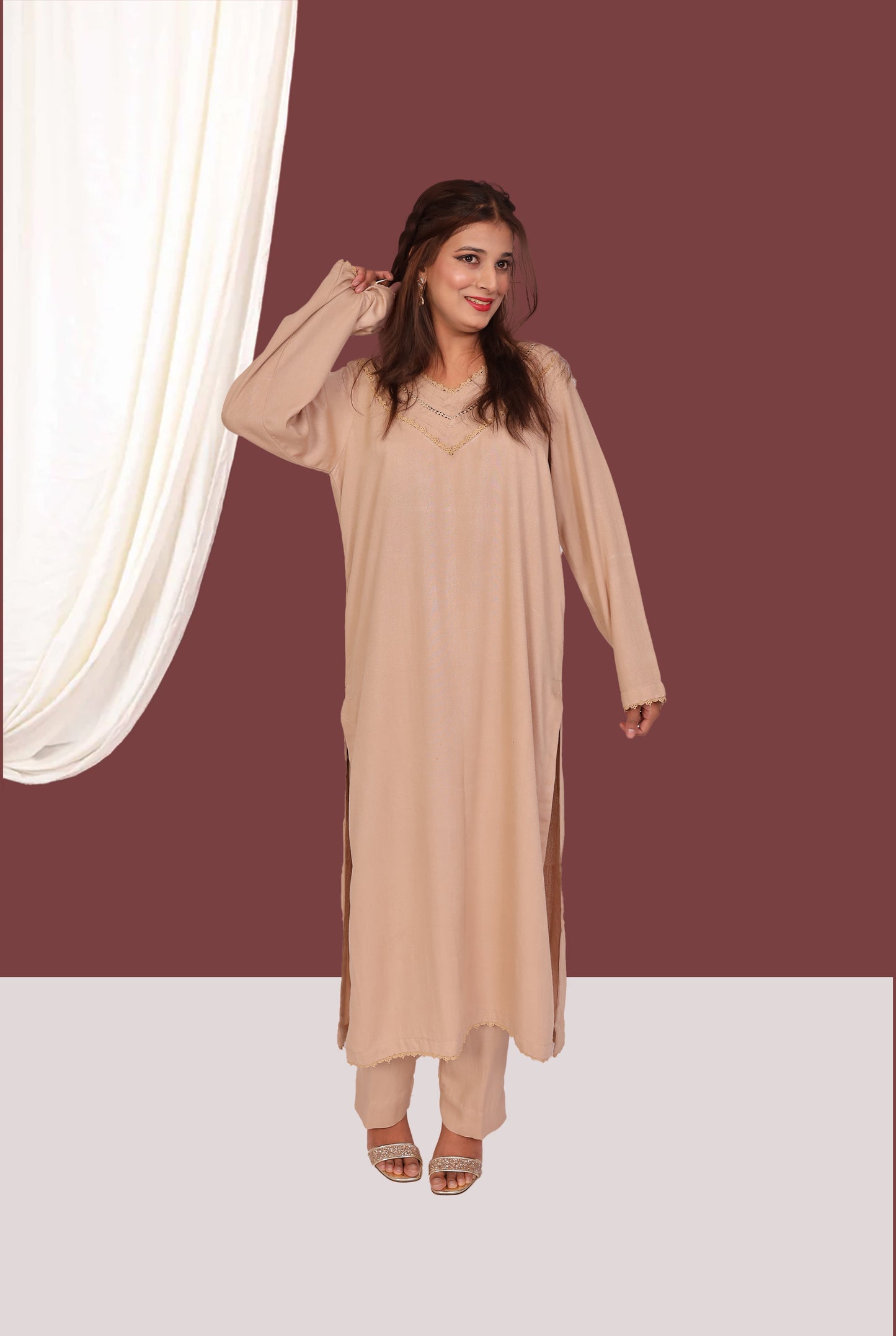 Beige Karandi (2- Piece Ready to Wear)