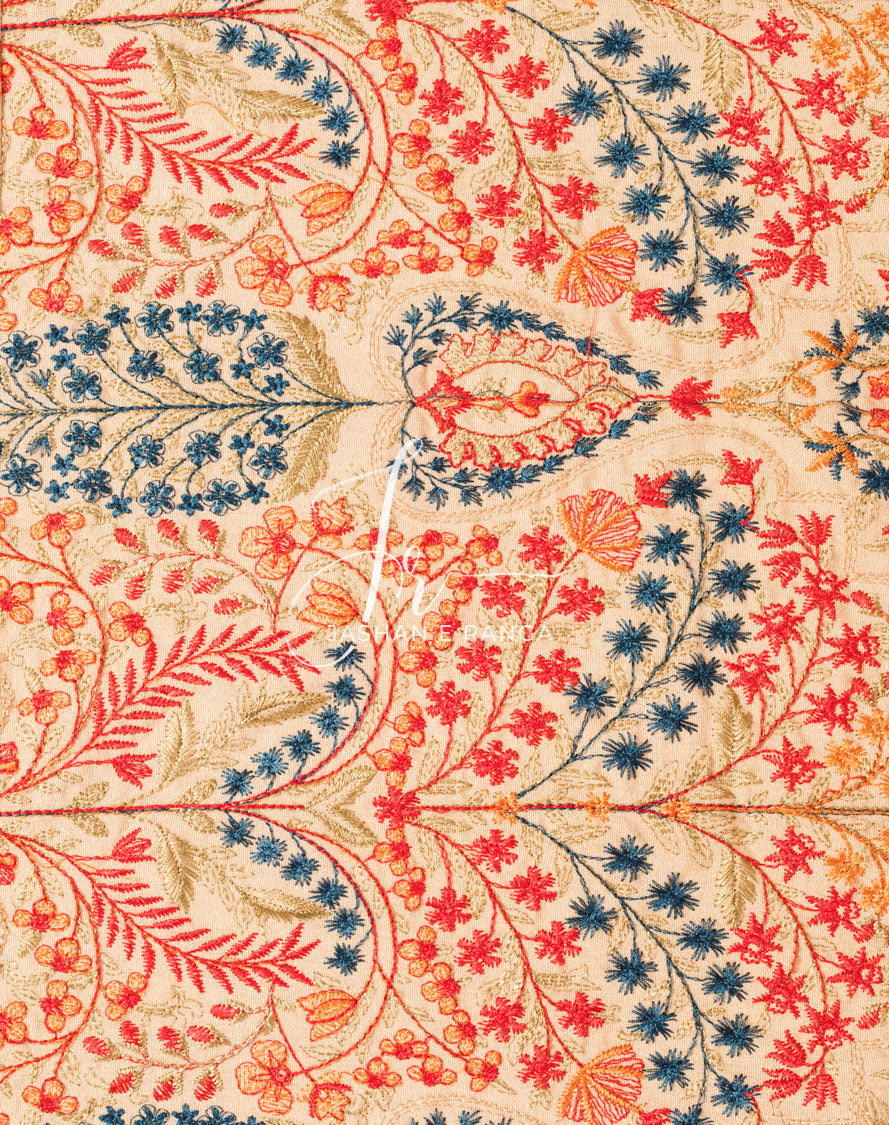 Full Embroidered Karandi Shawl Beige