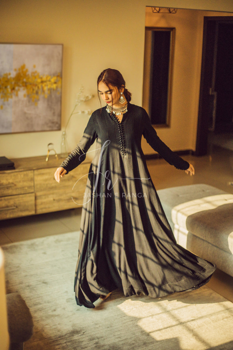 Black Karandi Flared Frock