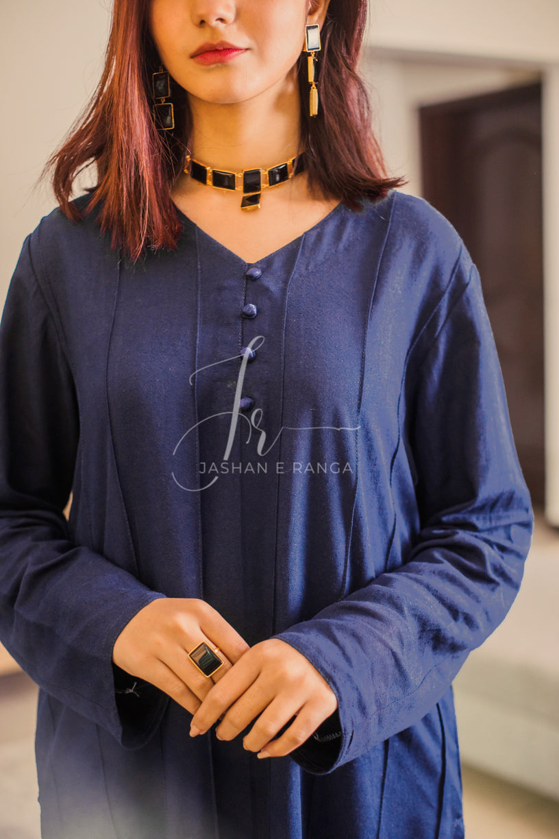 Navy Blue Pleats ME (2 Pc Ready to Wear)