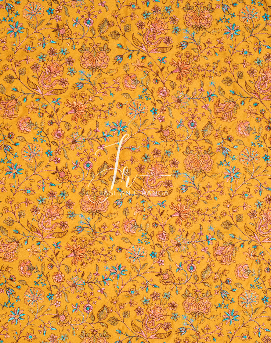 Full Embroidered Karandi Shawl Mustard