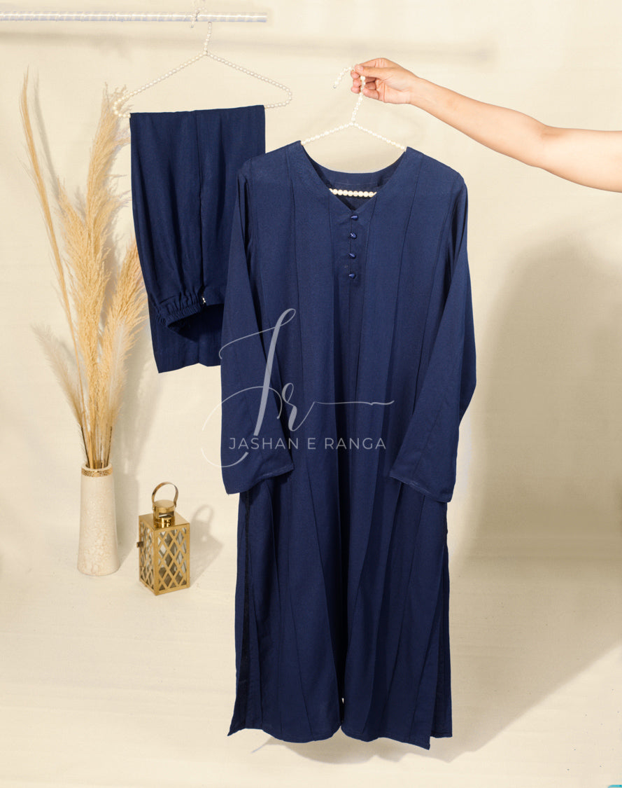 Navy Blue Pleats ME (2 Pc Ready to Wear)