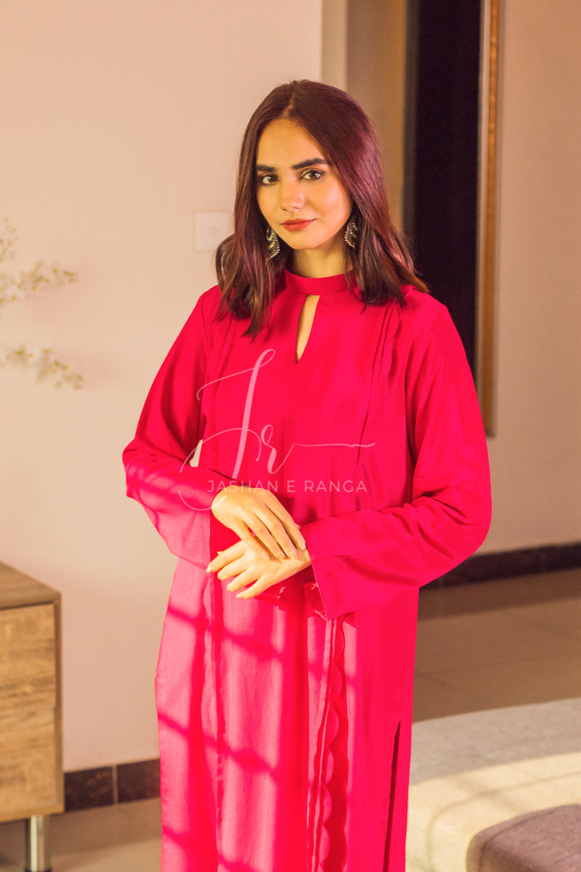 Shocking Pink Karandi Suit (2 Pc Ready to Wear)
