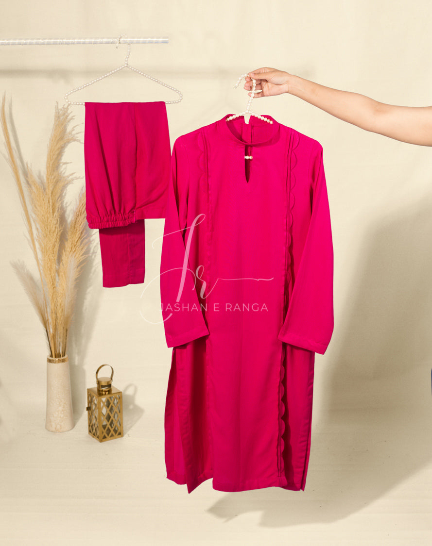 Shocking Pink Karandi Suit (2 Pc Ready to Wear)