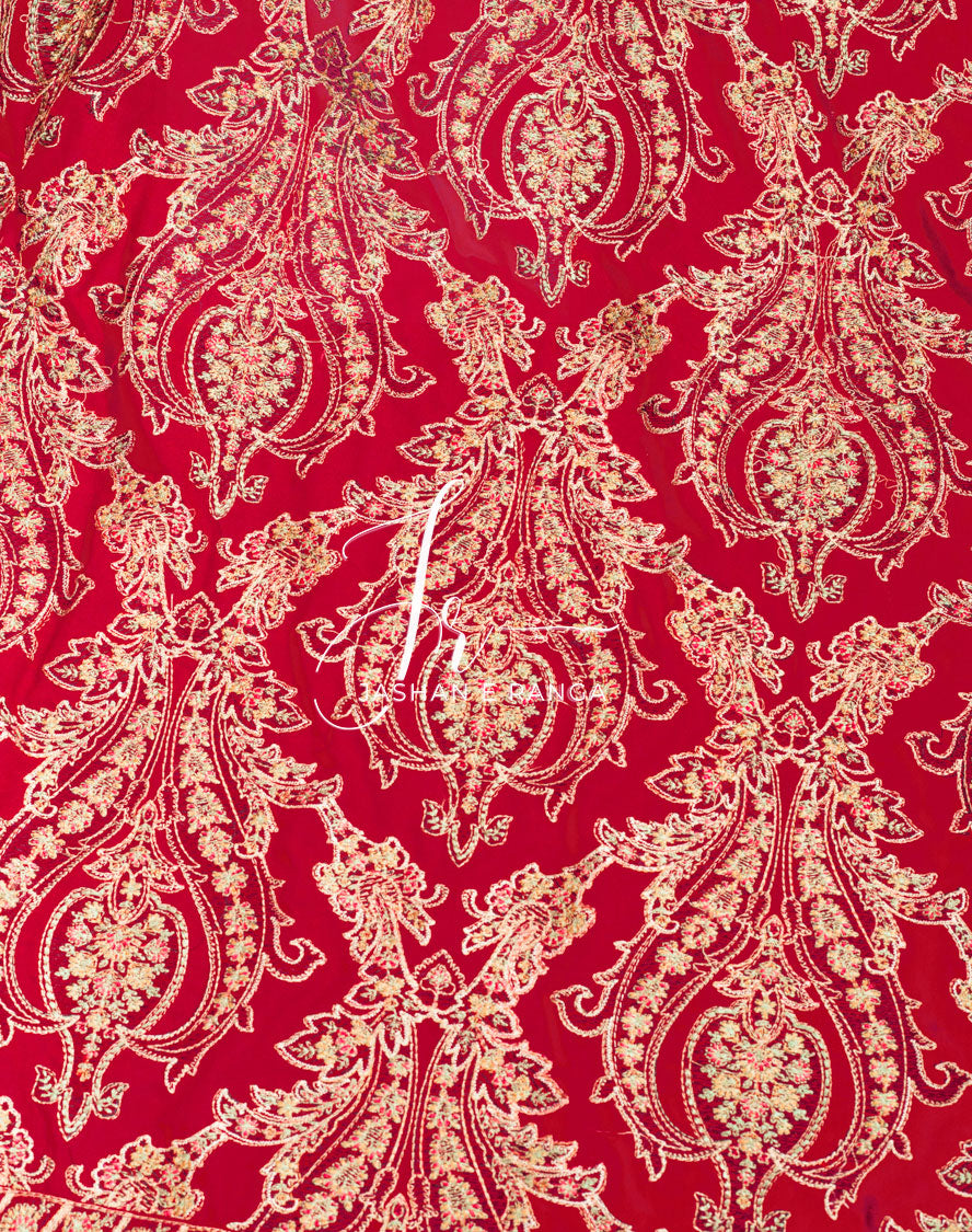 Full Embroidered Karandi Shawl Maroon