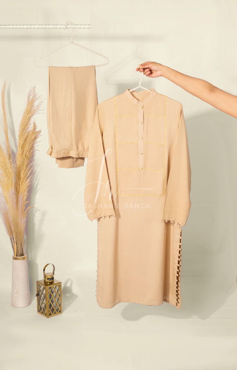 Collar Beige (2 Pc Ready to Wear)