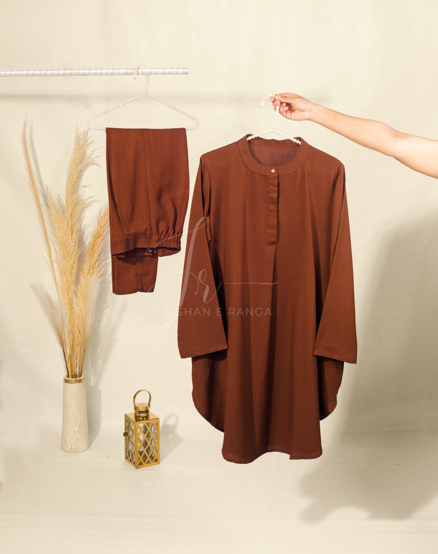 Brown Pocket Darts (2 Pc Ready to Wear)