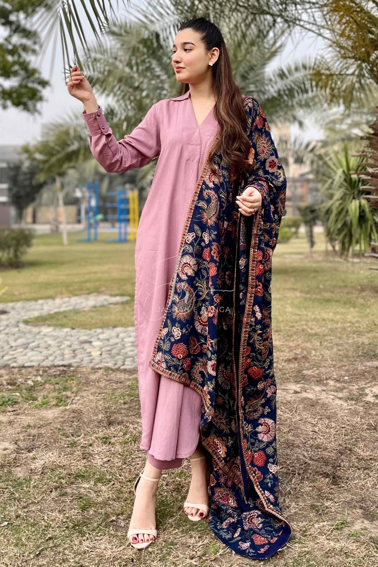 Elegant Full Embroidered Karandi Shawl