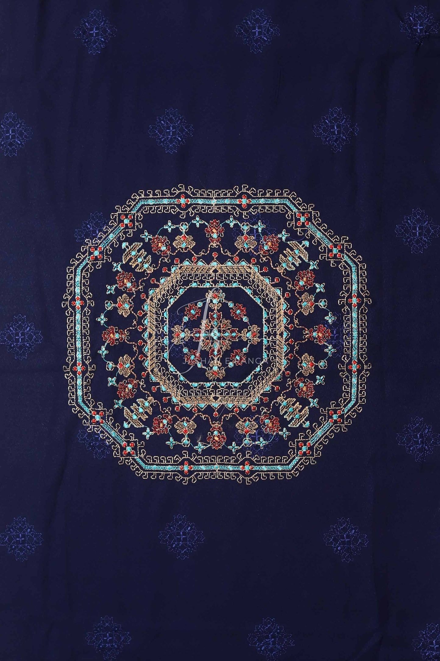Exquisite Embroidered Blue Karandi Shawl