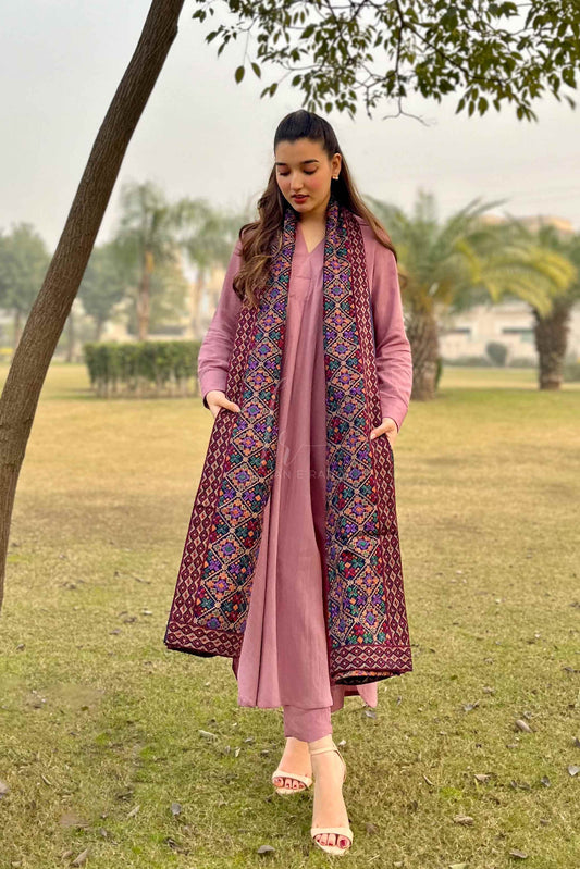 Luxury Formal Full Embroidered Karandi Shawl