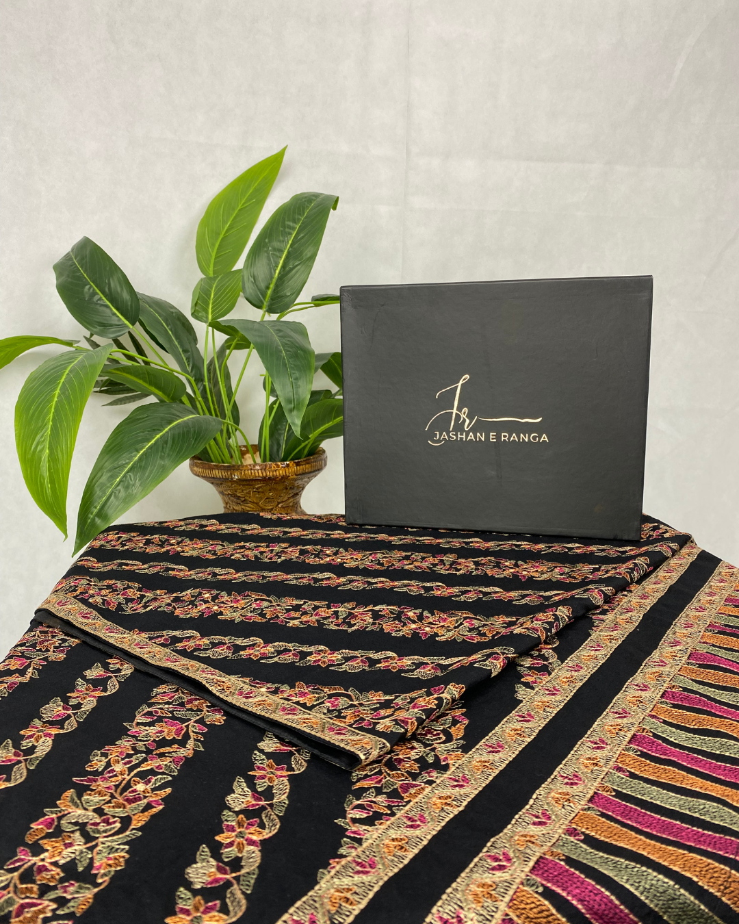 Full Embroidered Karandi Shawl Black