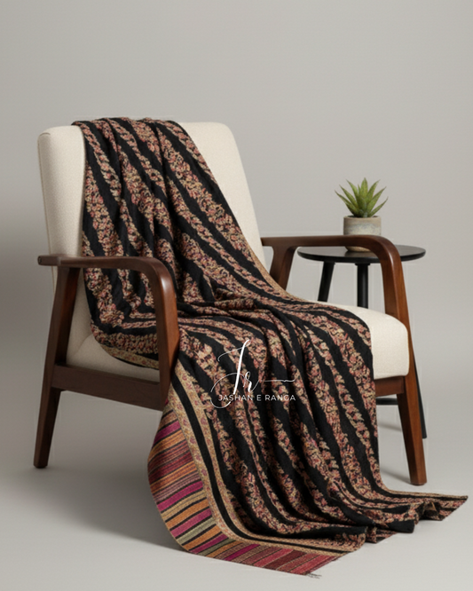 Full Embroidered Karandi Shawl Black