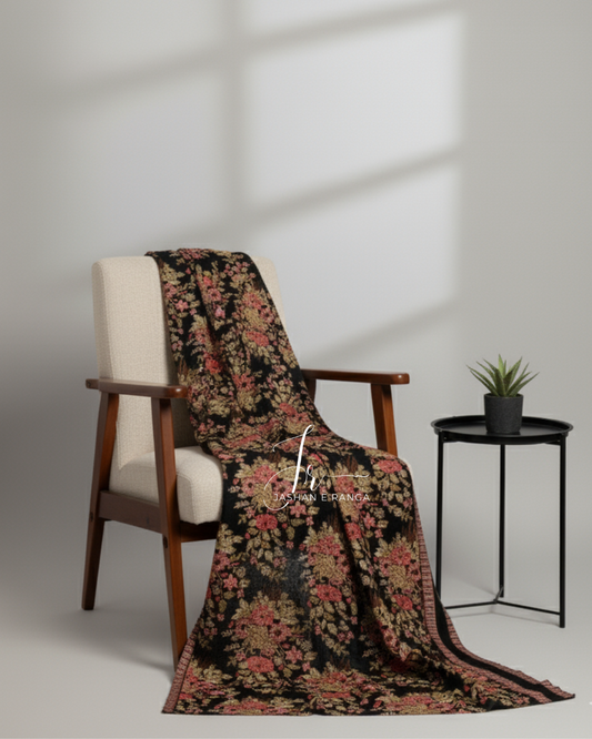 Full Embroidered Karandi Shawl Black