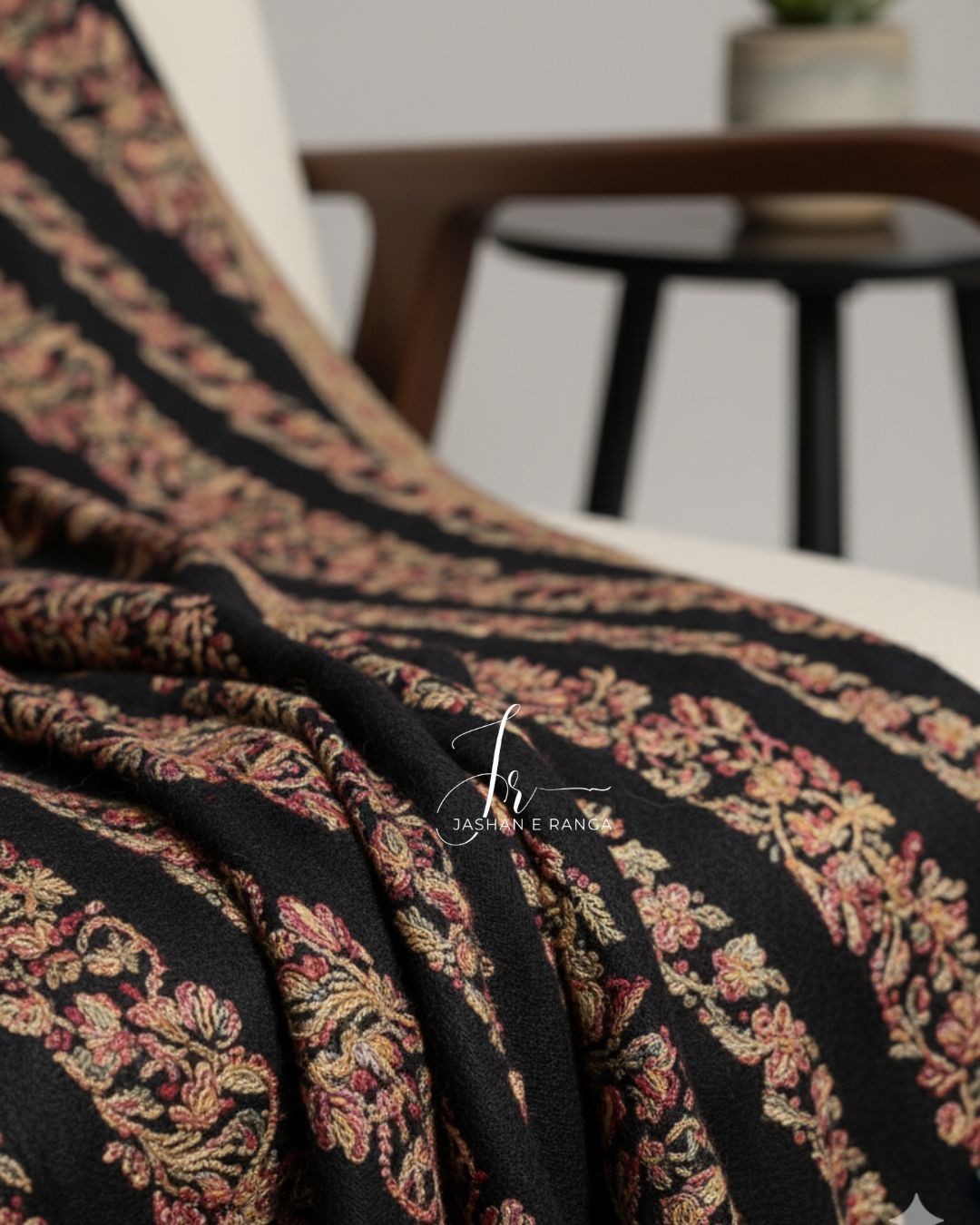 Full Embroidered Karandi Shawl Black