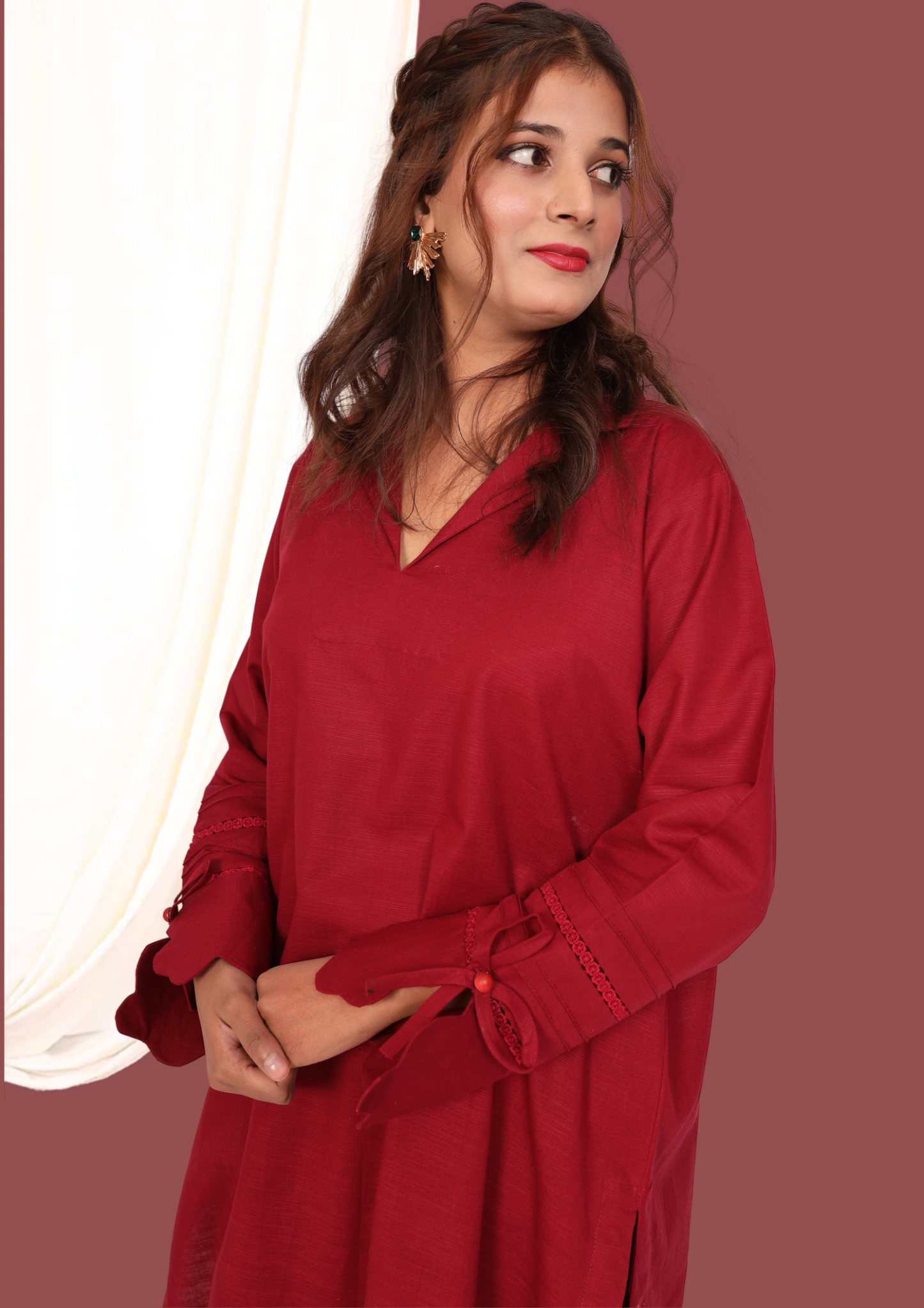 Maroon Khadar (2- Piece Ready to Wear)